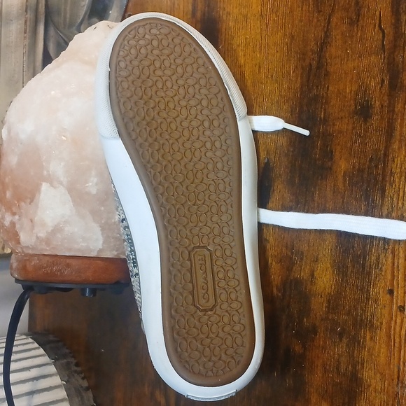 Like New!! COACH Citysole Silver Sequin Sneakers Size 6- 6.5 Women (Store Model) - Picture 8 of 9